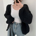 Korean Style Chunky Knit Relaxed Buttonless Cardigan