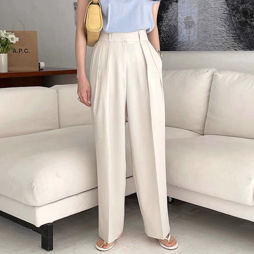 High-Waist Pleated Wide Pants