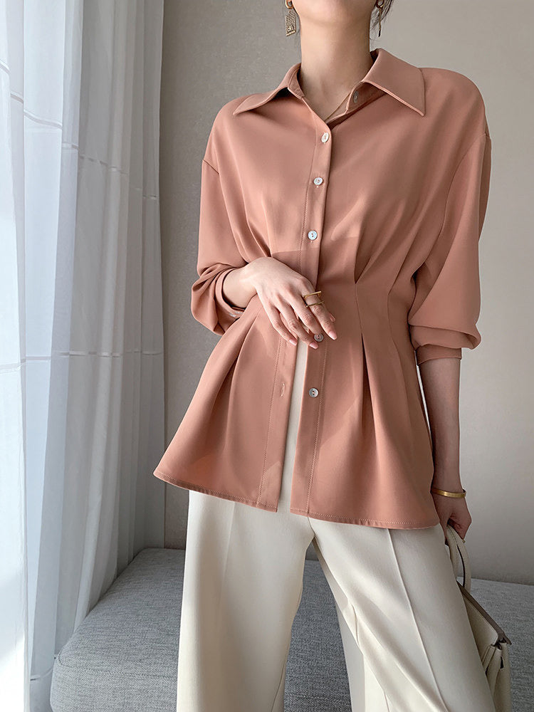 Chiffon Shirt with Pleated Bottom