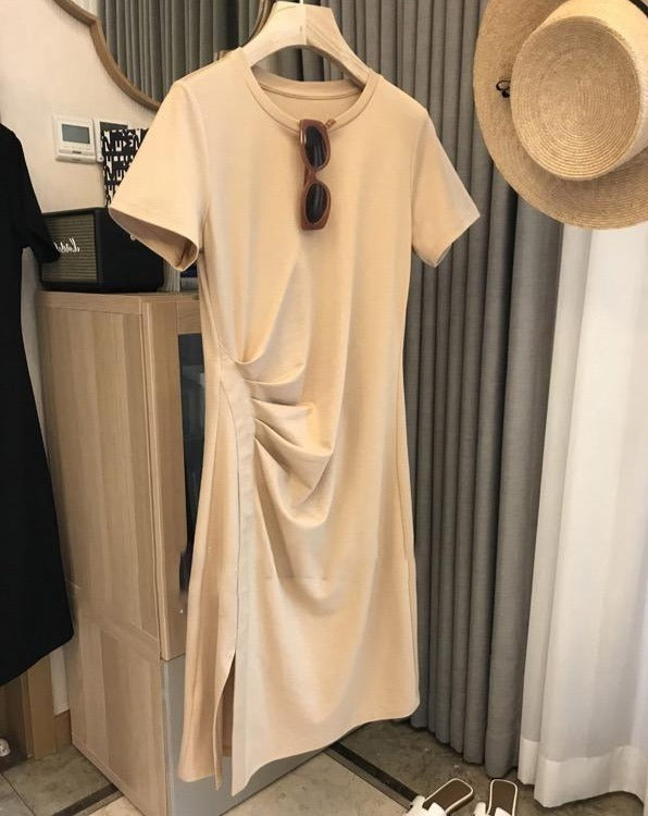 Korean Style Pleated Cotton Dress