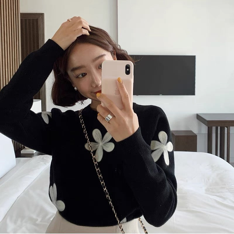 Flower Embroidery Knitted Sweater