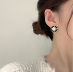 Pearl with Leather Circle Ear Studs