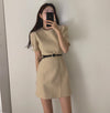 Minimalist Sheath Dress with Belt