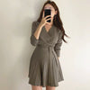 Korean Style Soft Knit Wrap Style Mini Dress