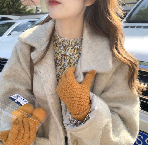 Korean Style Long Hair Wool Coat