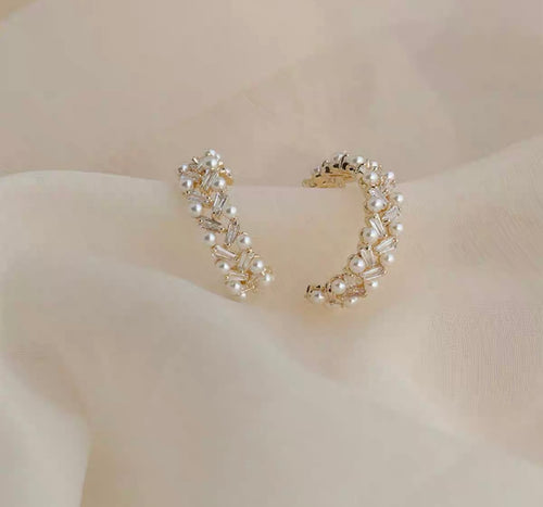 Braided Pearl Hoop Earrings