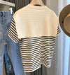 Short Sleeve Stripe T-Shirt with Cape Tie