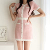 Classic Color Block Knitted Fitted Mini Dress