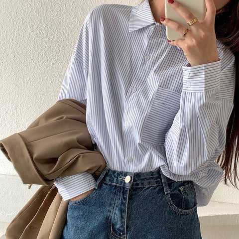 Korean striped shirt clearance outfit