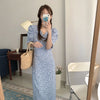 Korean Style Floral Printed V-Neck Wrap Dress