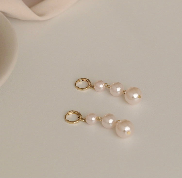 Three Pearls Dangling Earrings