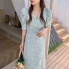 Korean Style Floral Printed V-Neck Wrap Dress