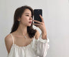 Off-The-Shoulder Ruffled Chiffon Sling Top