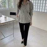 Designer Cross-Over Side Button Peplum Blouse