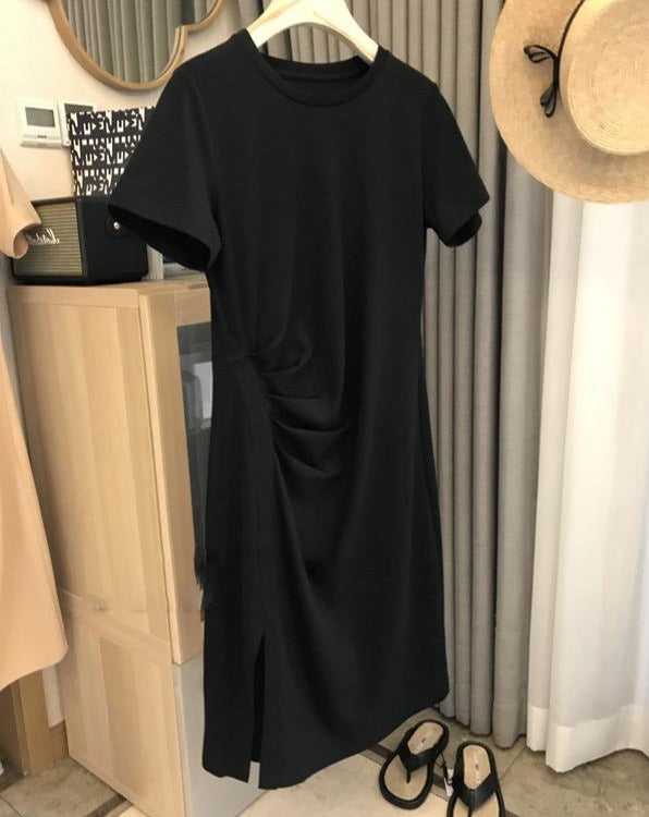 Korean Style Pleated Cotton Dress