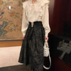 Ruffled Neck Pleated Balloon Sleeve Blouse