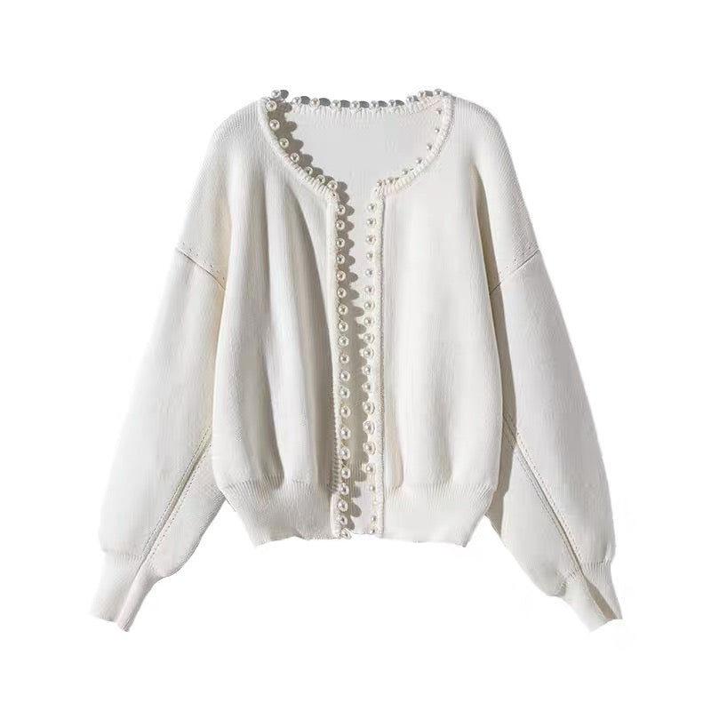 Lady Look Soft Wool Cashmere Cardigan with Pearls buttons