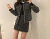 Buttonless Tweed Jacket with Mini Skirt Set