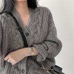 Loose Knit Braided Cable Cardigan