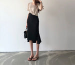 Black Fishtail Midi Skirt