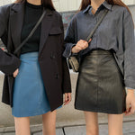 Designer High Rise PU Leather Skirt