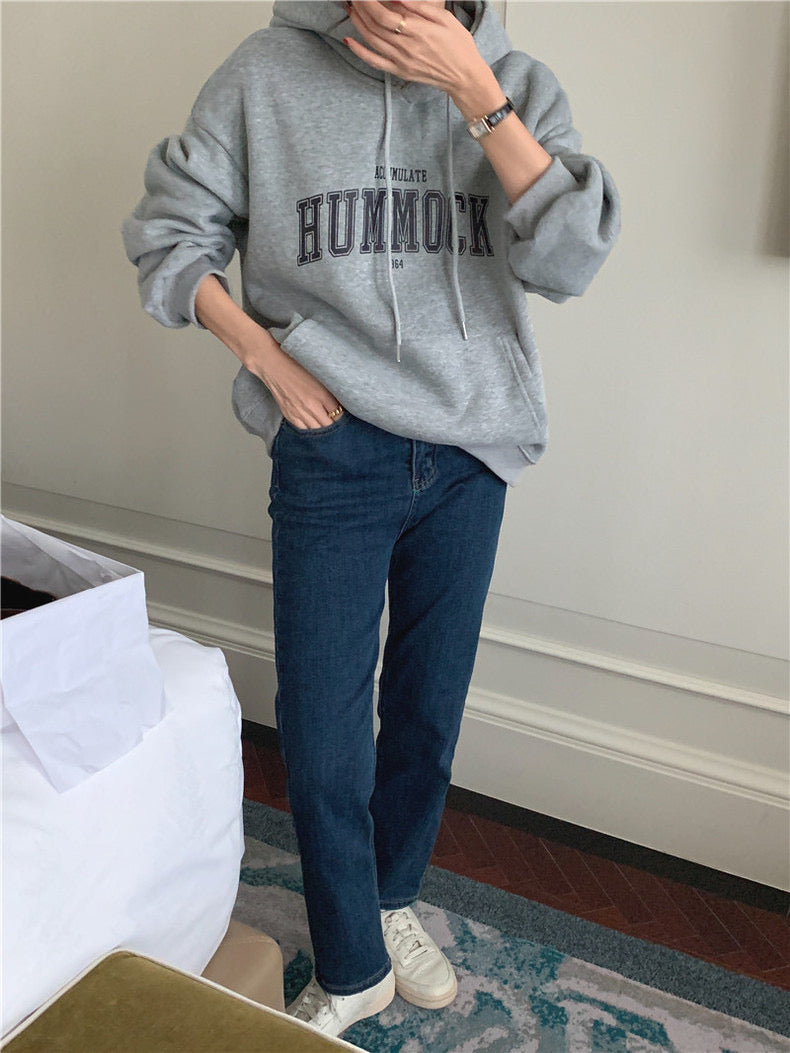 Korean Style Letter Front Hoodie