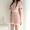 Classic Color Block Knitted Fitted Mini Dress