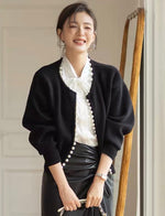 Lady Look Soft Wool Cashmere Cardigan with Pearls buttons