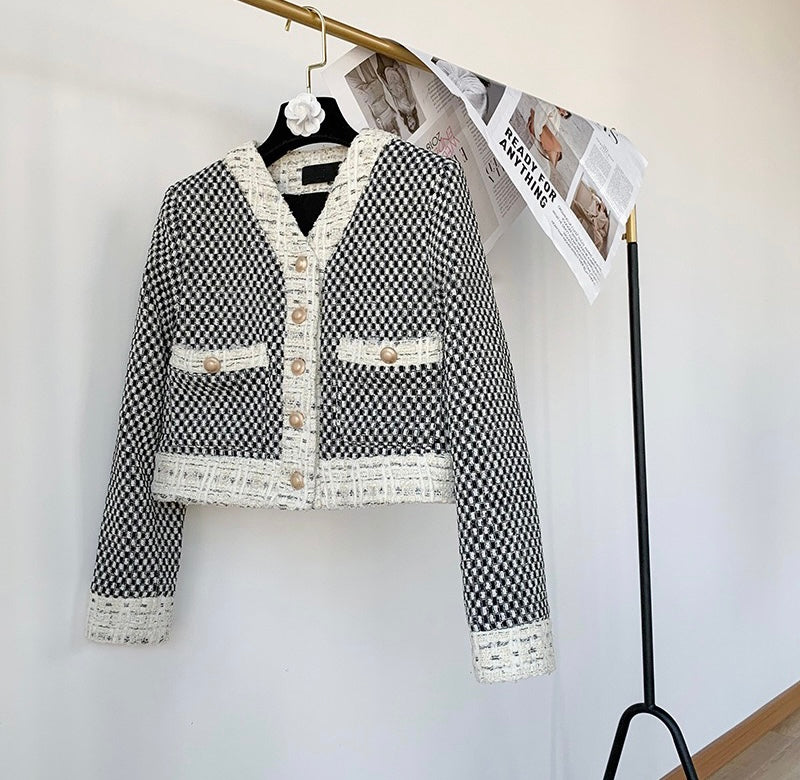 Classic Black and White Tweed Jacket