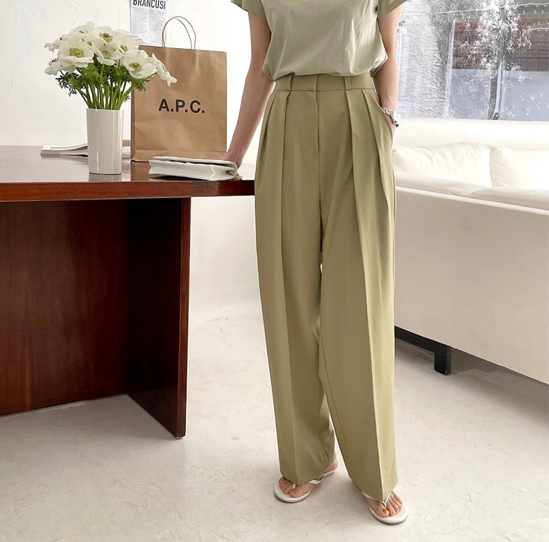 High-Waist Pleated Wide Pants