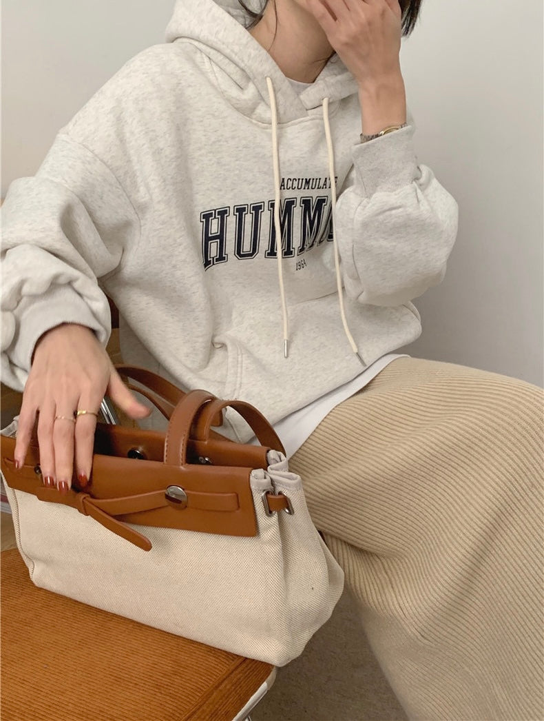 Korean Style Letter Front Hoodie