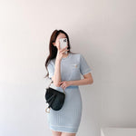 Knitted Contrast Color 2-Piece Dress Set