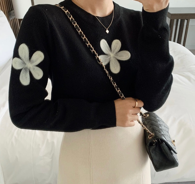 Flower Embroidery Knitted Sweater