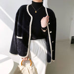 V-Neck Mink Cashmere Jacket / Cardigan with Braided Trims