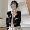 Color Contrast Diamond Knit Cardigan