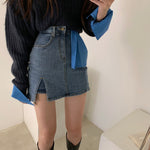 Denim Side Slit Skorts