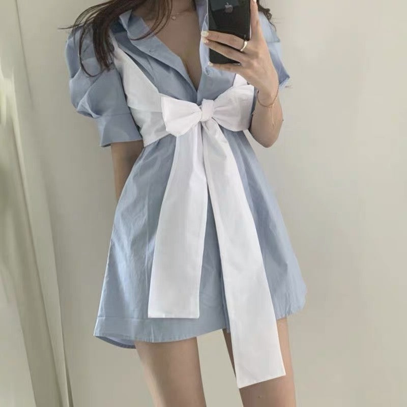 Korean Style Two-in-One Shirt Dress