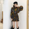 Floral Print Long Sleeve Smocked Dress