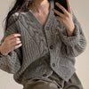 Loose Knit Braided Cable Cardigan