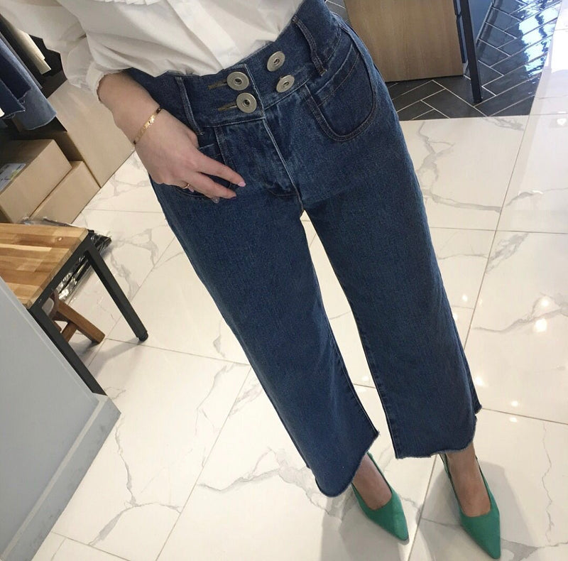 High Rise Wide Denim Pants