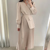 Designer OL One Piece Pleated Suit Dress