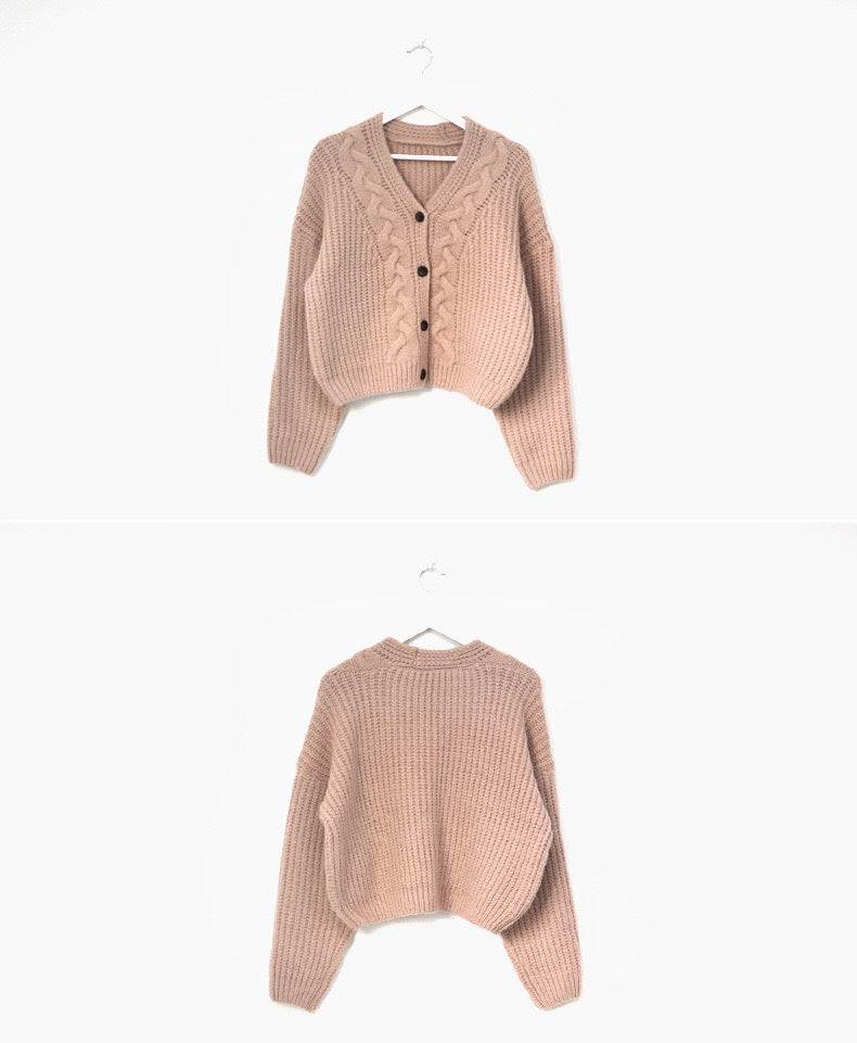 Loose Knit Braided Cable Cardigan