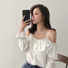 Off-The-Shoulder Ruffled Chiffon Sling Top