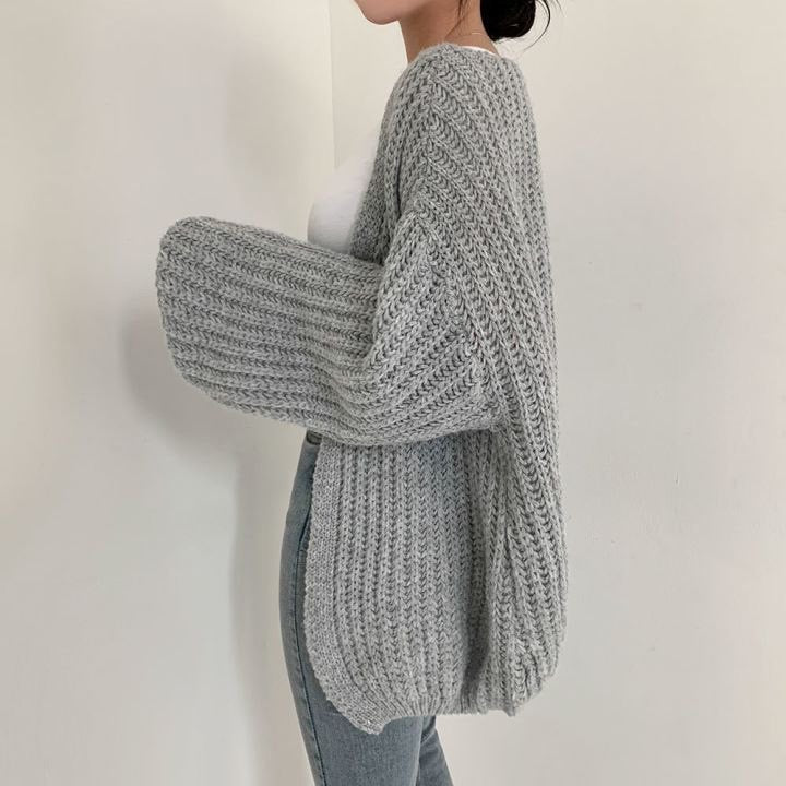 Korean Style Chunky Knit Relaxed Buttonless Cardigan