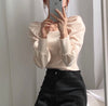 Cotton Knit Square Neck Puffed Sleeve Top