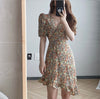 Asymmetrical Floral Wrap Dress