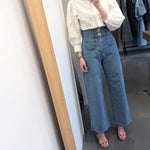 High Rise Wide Denim Pants