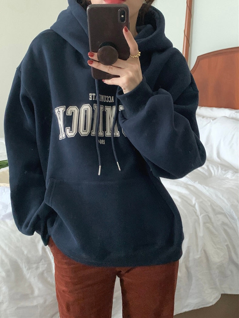 Korean Style Letter Front Hoodie