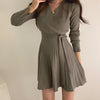 Korean Style Soft Knit Wrap Style Mini Dress