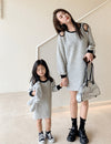 Mom & Daughter ♡ Cotton Tweed Cut-Out Shoulder Dress